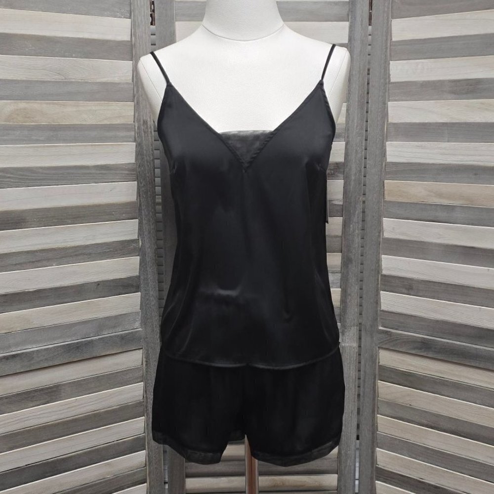 Elegant Black Satin Camisole Set